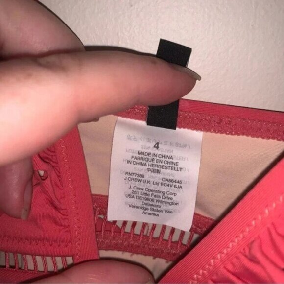 J. Crew Scalloped Ruffle Plunging One-piece Swimsuit Laser-cut Eyelet 4 - Picture 5 of 8